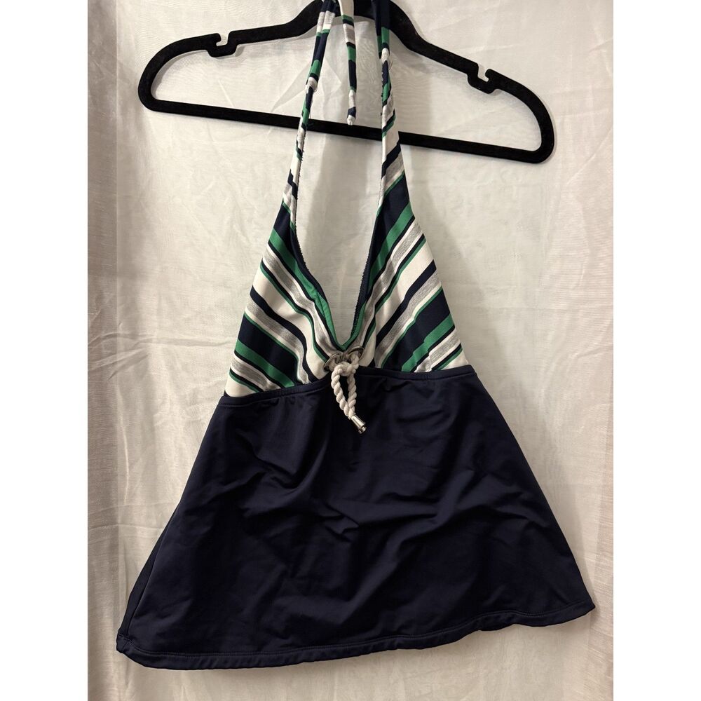 Catalina Nautical Striped Halter Tankini Top — Medium 8/10